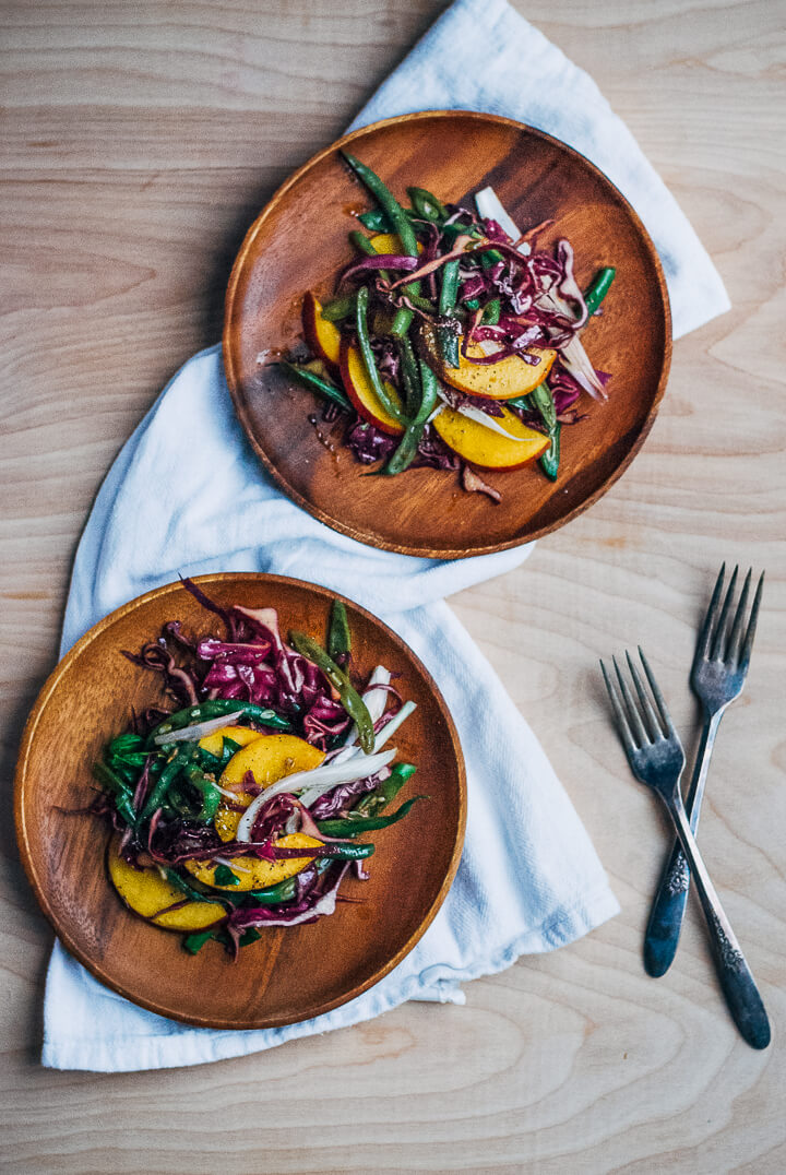 green bean salad with peaches and balsamic bitters vinaigrette // brooklyn supper