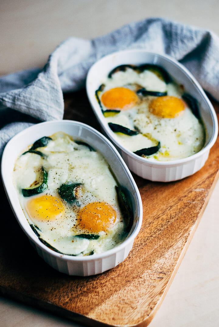 mozzarella baked eggs with zucchini // brooklyn supper