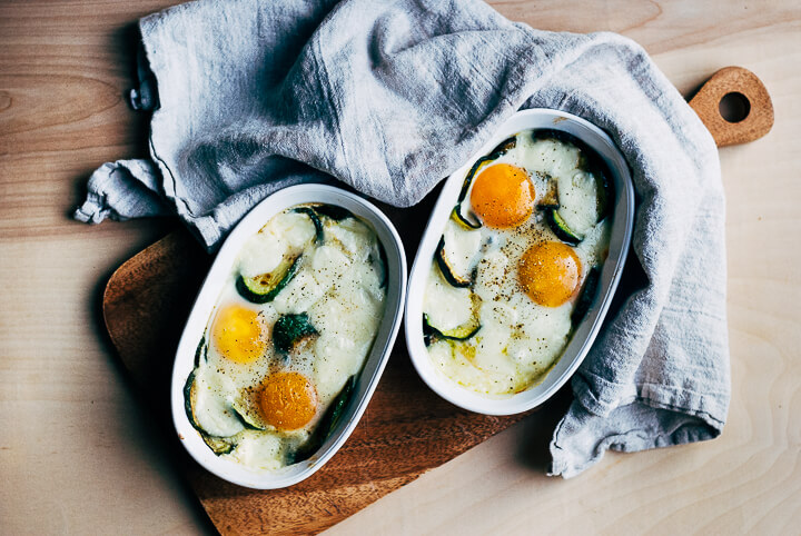 mozzarella baked eggs with zucchini // brooklyn supper