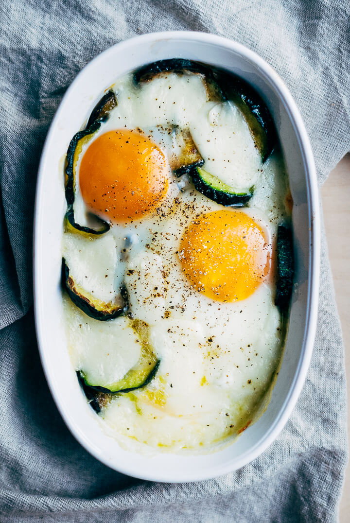 mozzarella baked eggs with zucchini // brooklyn supper