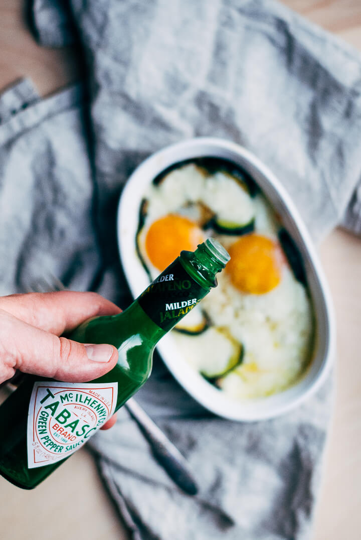 mozzarella baked eggs with zucchini // brooklyn supper