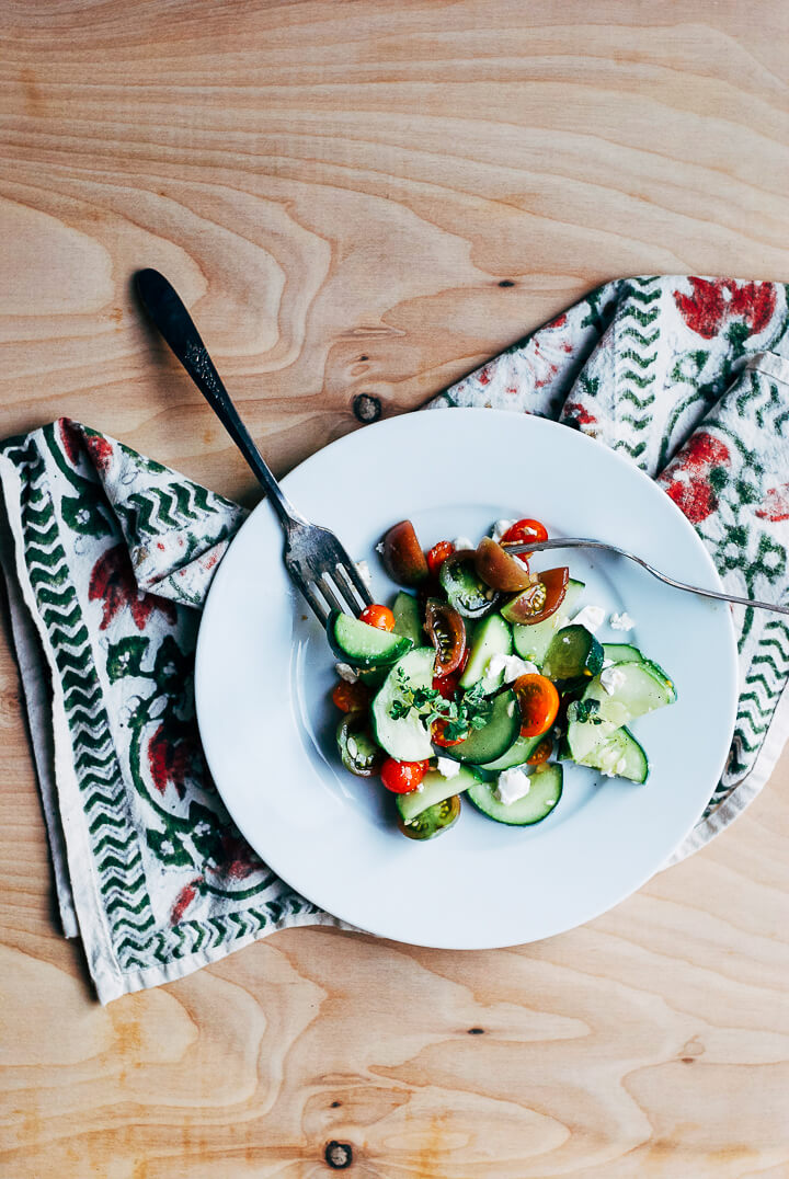 cucumber tomato salad with garden herbs // brooklyn supper