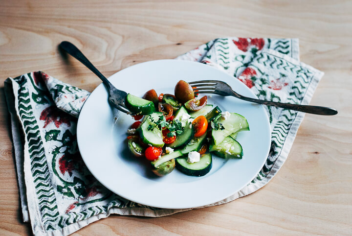 cucumber tomato salad with garden herbs // brooklyn supper