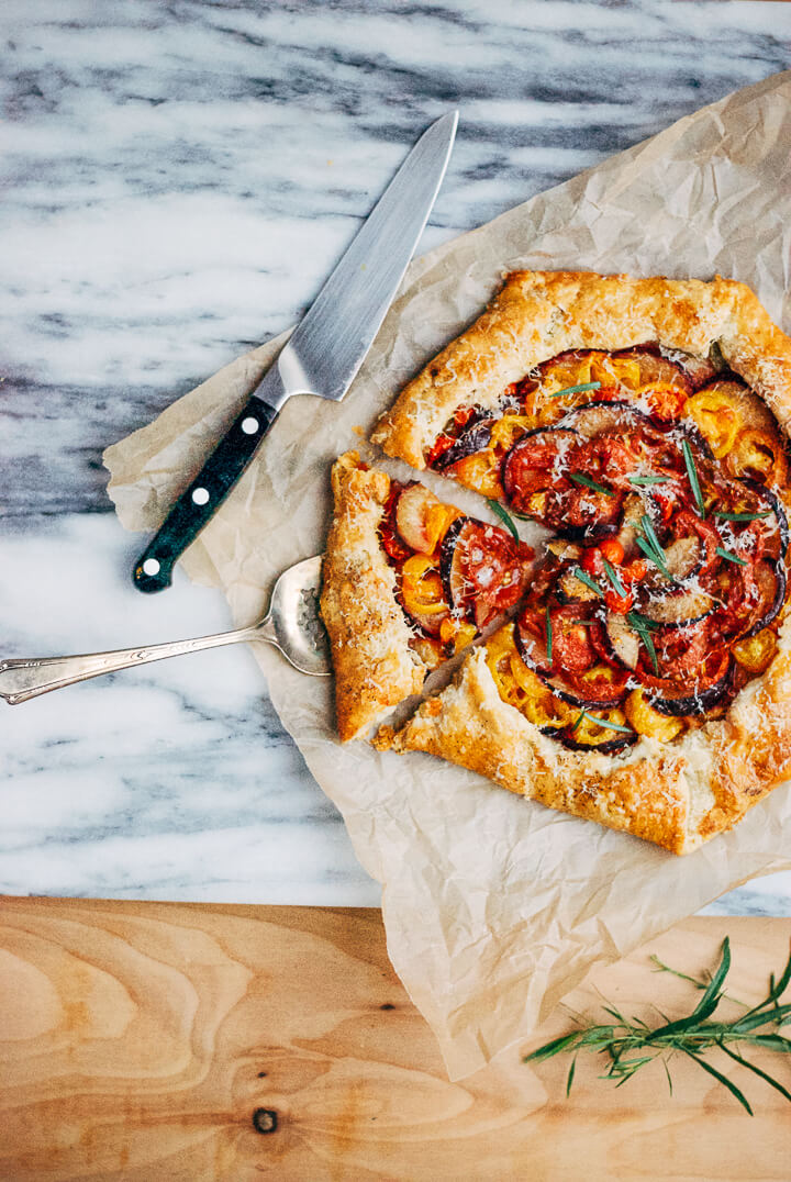 tomato and plum galette with black pepper parmesan crust // brooklyn supper