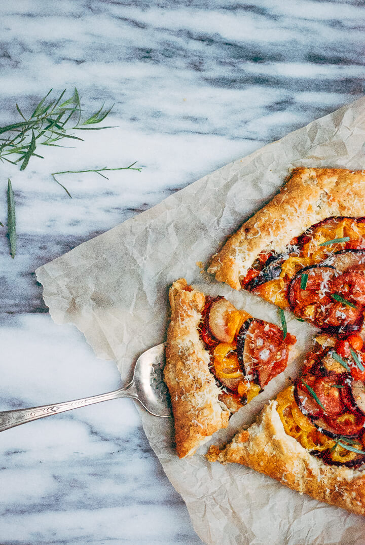 tomato and plum galette with black pepper parmesan crust // brooklyn supper
