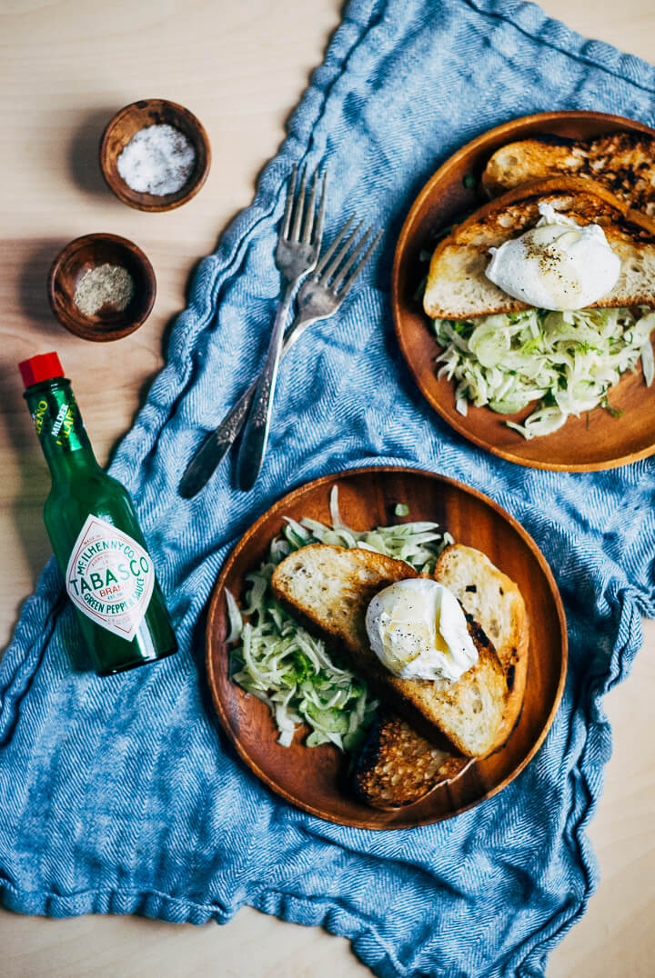 poached eggs, skillet toast and jalapeño fennel salad // brooklyn supper