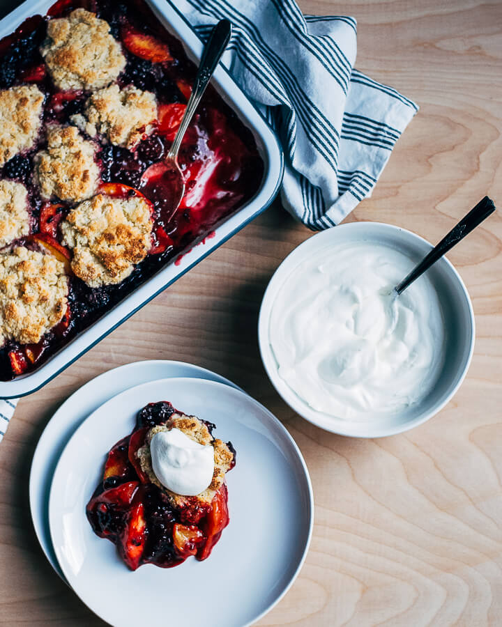 blackberry peach cobbler with buttermilk whipped cream // brooklyn supper