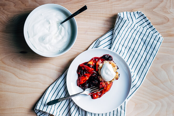 blackberry peach cobbler with buttermilk whipped cream // brooklyn supper