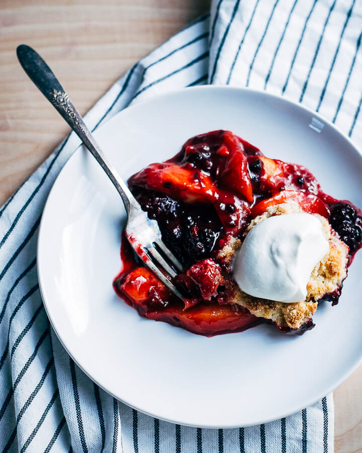 blackberry peach cobbler with buttermilk whipped cream // brooklyn supper