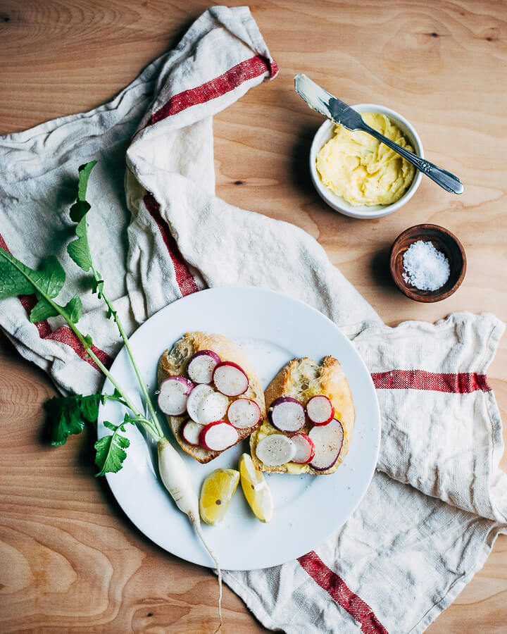 radish toasts with lemon butter // brooklyn supper