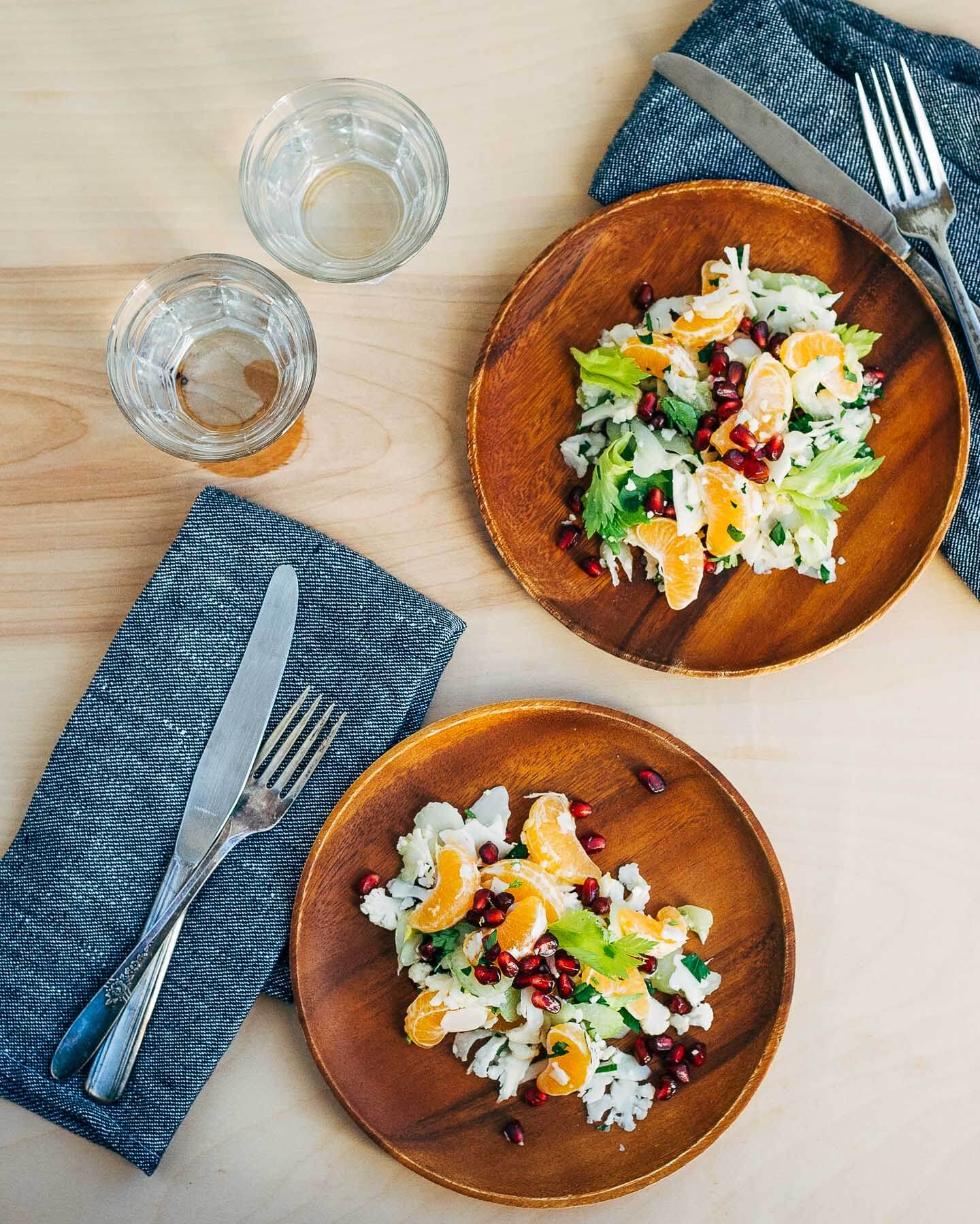 shaved cauliflower salad with clementine and pomegranate // brooklyn supper