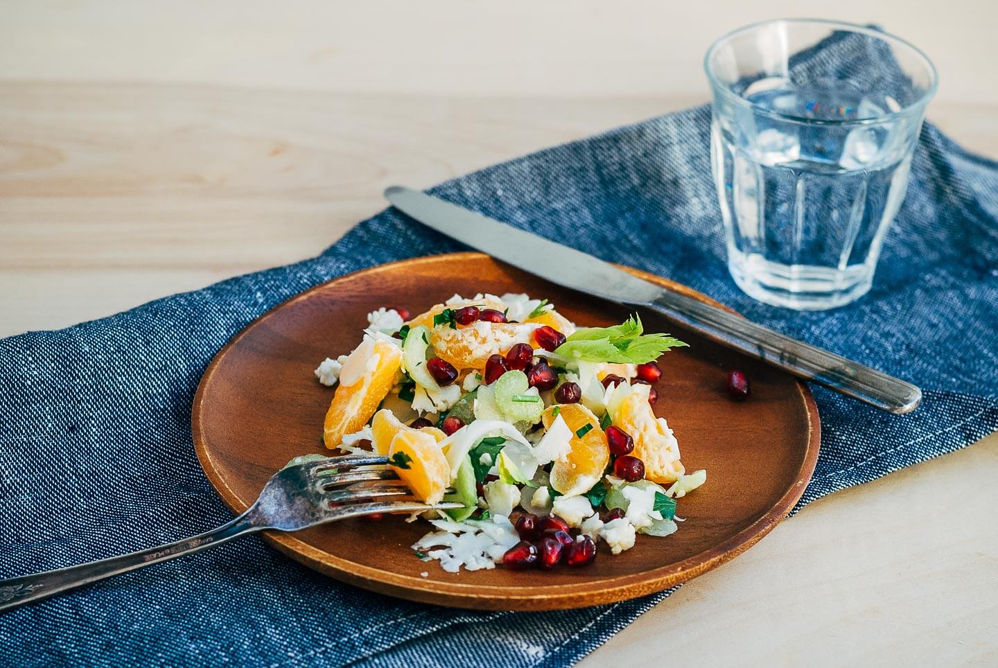 shaved cauliflower salad with clementine and pomegranate // brooklyn supper