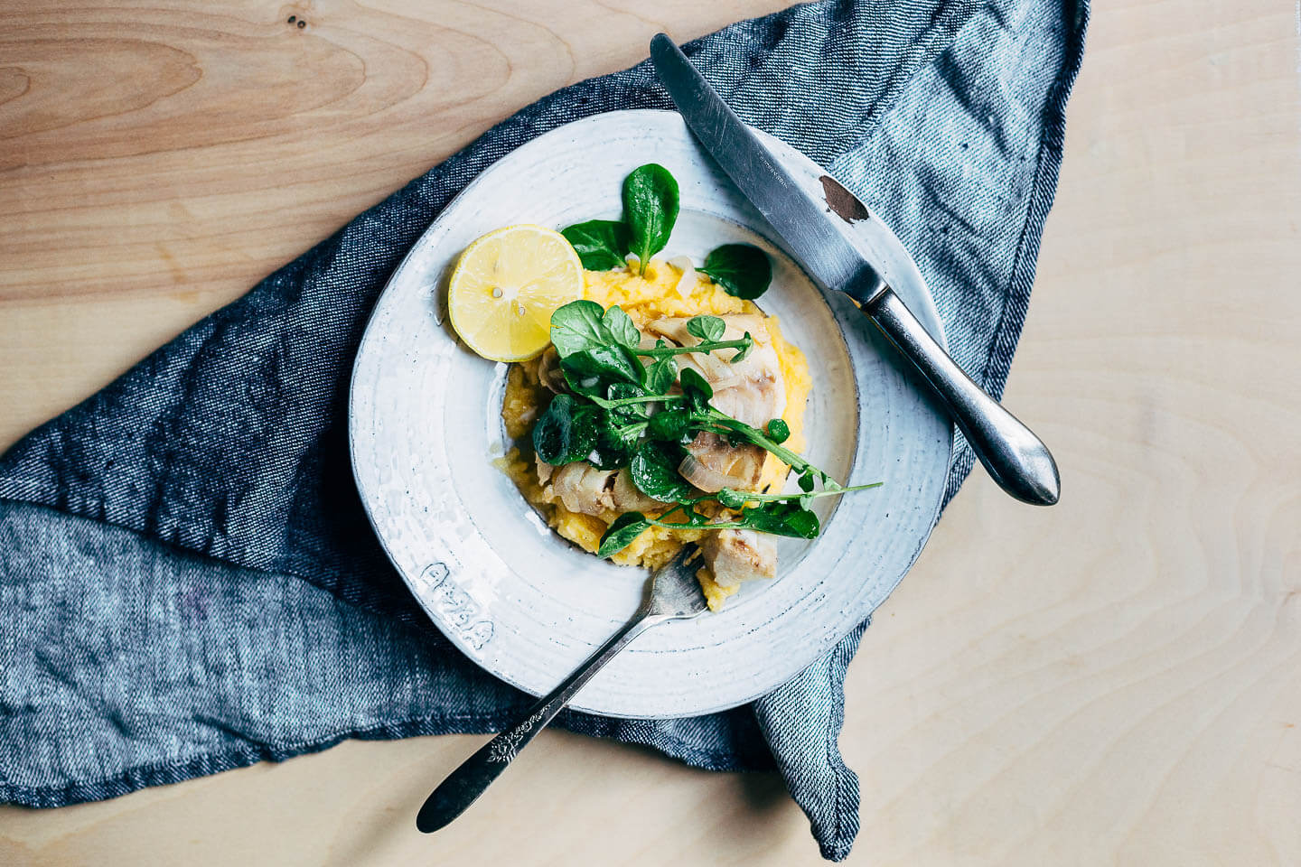 poached cod with rutabaga puree and watercress // brooklyn supper