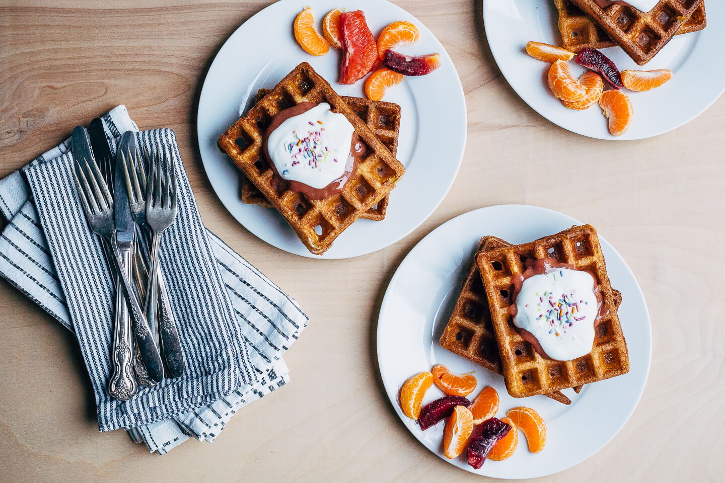 overnight waffles with blood orange curd // brooklyn supper