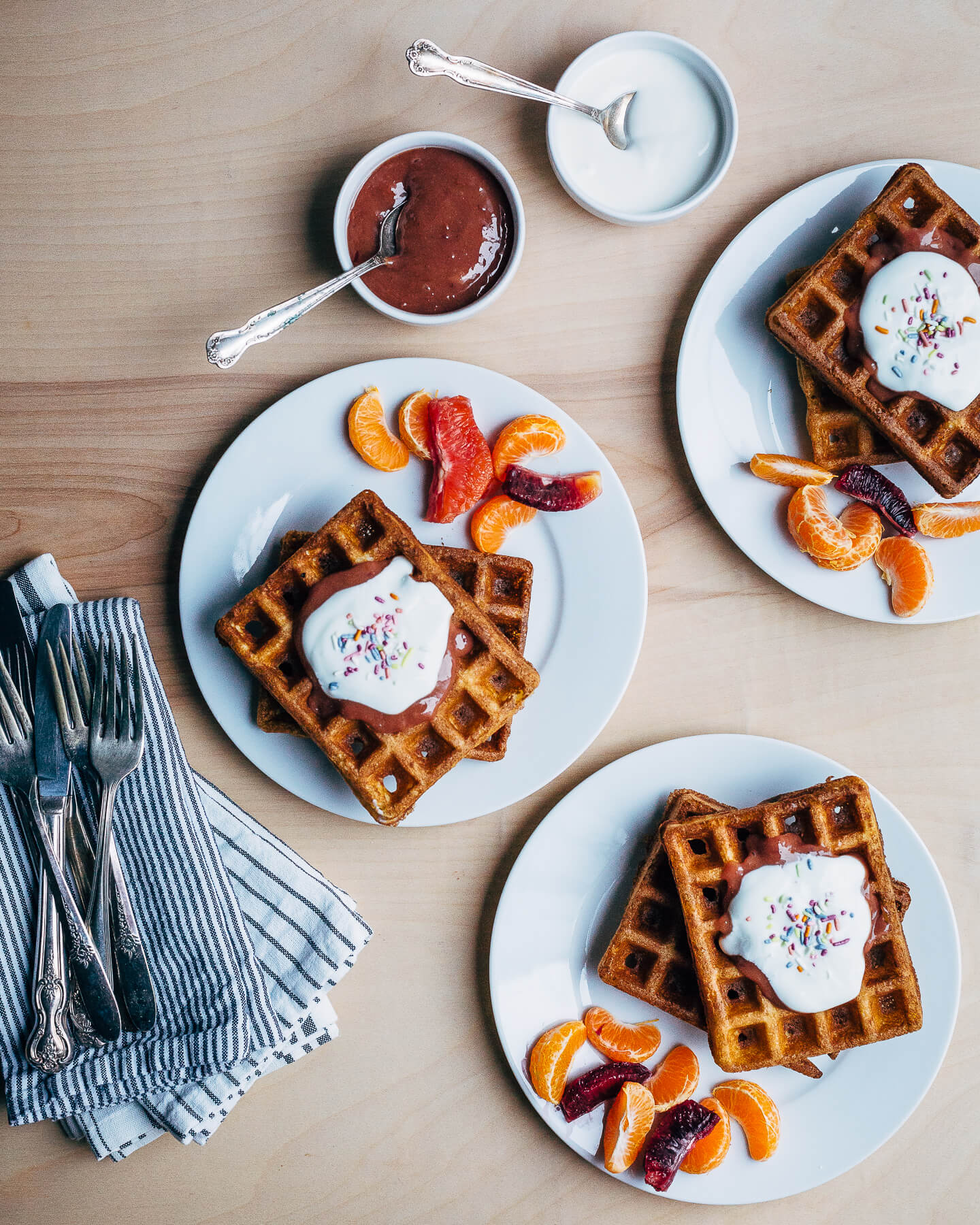 overnight waffles with blood orange curd // brooklyn supper