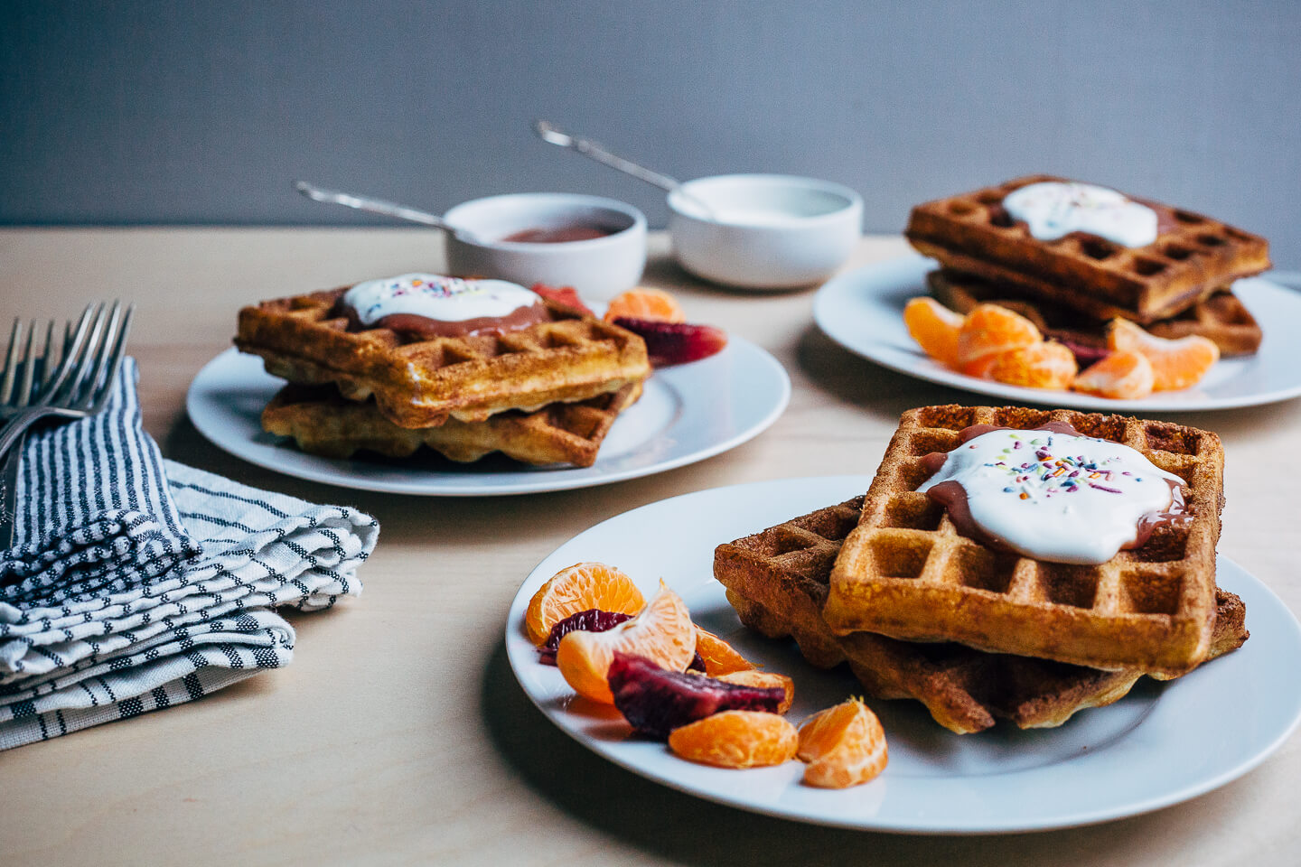 overnight waffles with blood orange curd // brooklyn supper