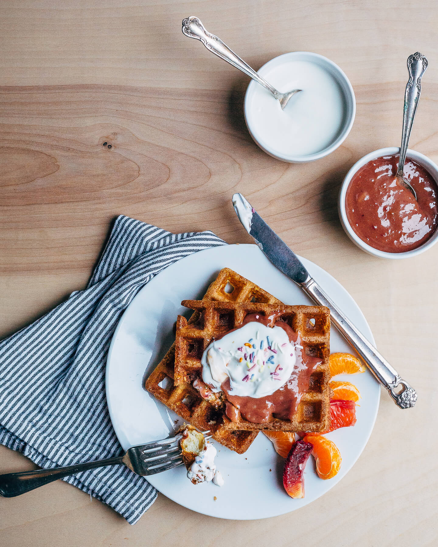 overnight waffles with blood orange curd // brooklyn supper