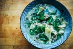 A simple Parmesan soup recipe made with fresh corn, sausage, and herbs.