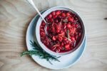 A simple, make-ahead recipe for fresh cranberry-grapefruit sauce with fresh rosemary.