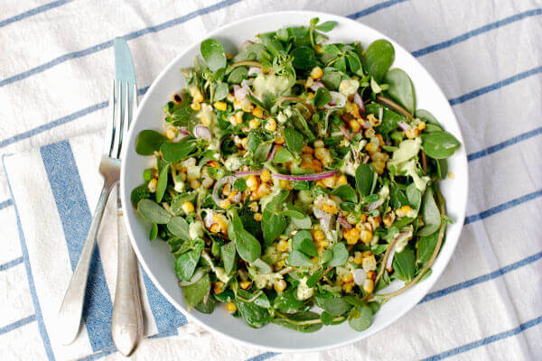 Purslane and Grilled Corn Salad