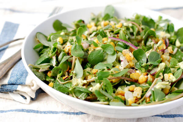 Purslane and Grilled Corn Salad