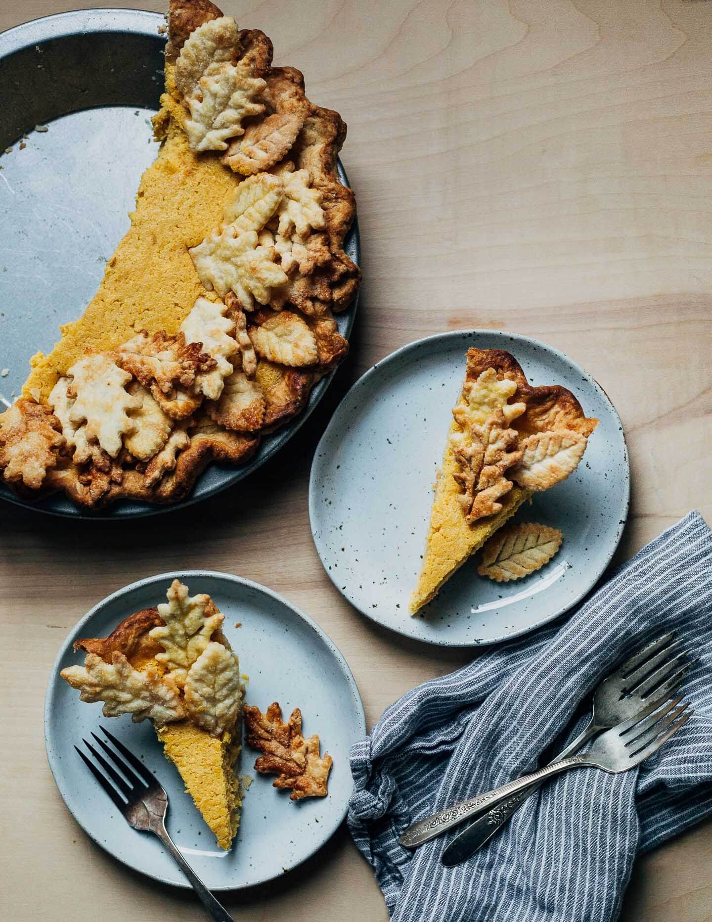 Slices of buttermilk pumpkin pie