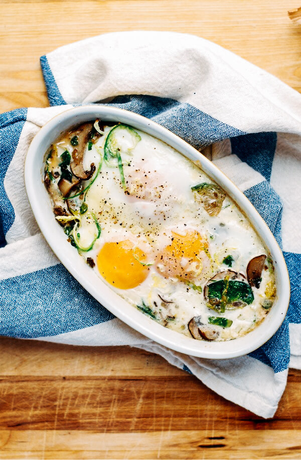 baked eggs with brussels sprouts & mushrooms // brooklyn supper