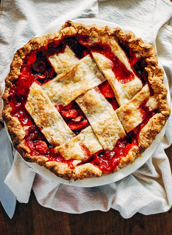 A simple, from-scratch strawberry pie recipe with a buttery lattice-top crust.