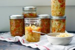 A spin on the classic sweet southern relish, chow-chow. This chow-chow recipe features the usual suspects like green cabbage, green tomatoes, and peppers, plus some less expected ones like a mess a fragrant spices and a dried chili for heat. Endlessly adaptable, consider this a jumping off point and make a chow-chow that’s wholly your own. 