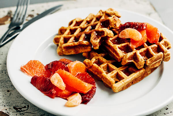 Make breakfast wonderful with this delicious sweet potato waffle recipe made with aromatic spices, cubed sweet potatoes, and nutty cornmeal.