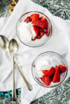 Fresh and roasted strawberries pair beautifully with this easy-to-make whipped coconut cream in this Whole30-compliant dessert.