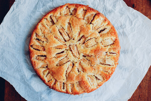 An apple cake on a table