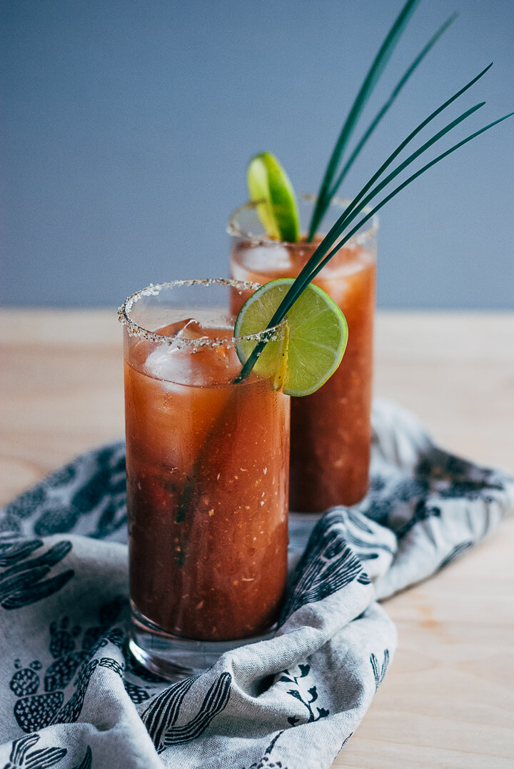 Turn fresh tomatoes into a flavorful Bloody Maria mix, and then mix up a big batch of Bloody Maria cocktails with this simple recipe!