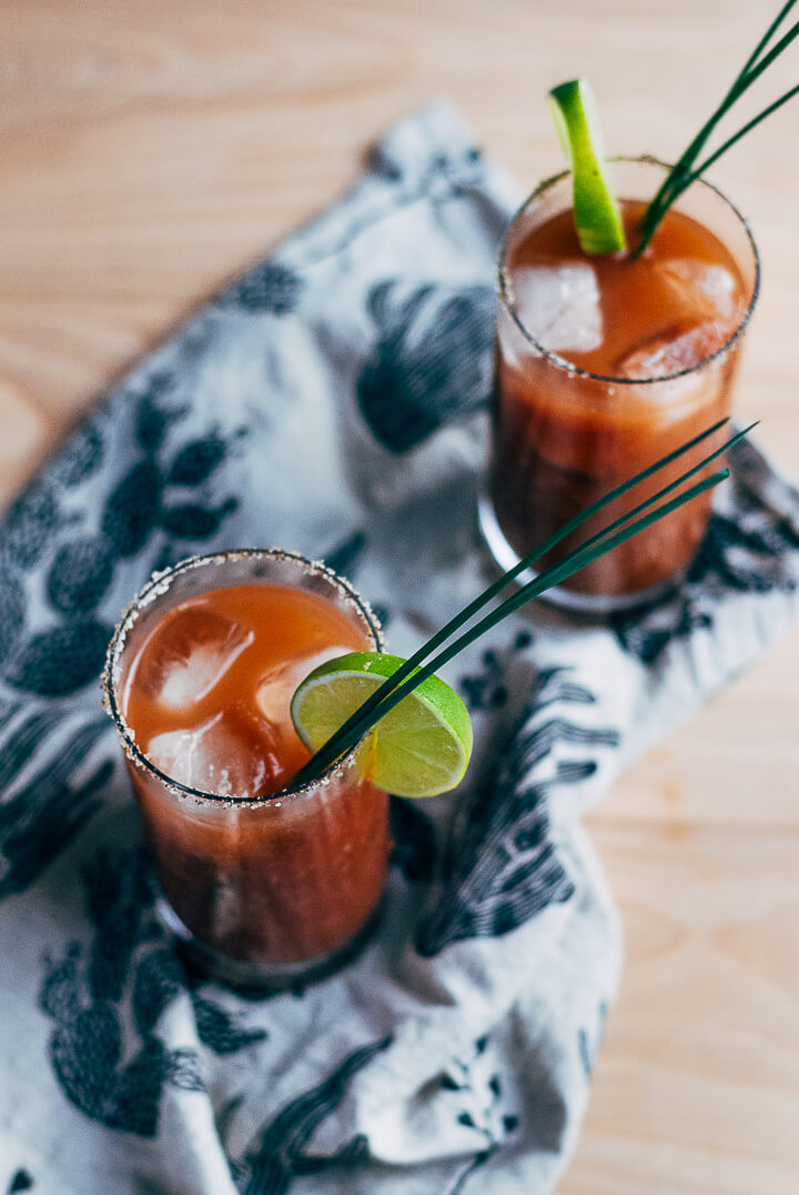 Turn fresh tomatoes into a flavorful Bloody Maria mix, and then mix up a big batch of Bloody Maria cocktails with this simple recipe!