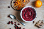 A vivid and incredibly simple fresh cranberry relish recipe with apple, orange, and ginger.
