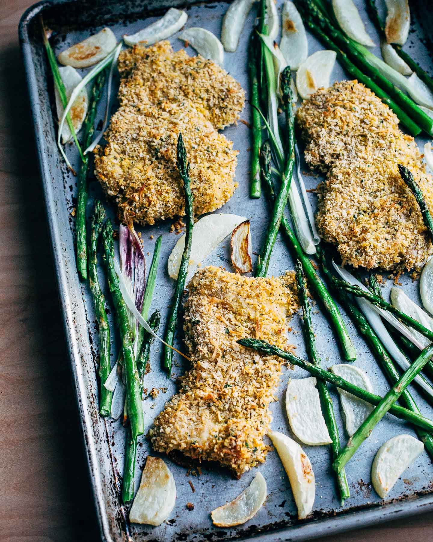 one-pan parmesan chicken with turnips and asparagus // brooklyn supper