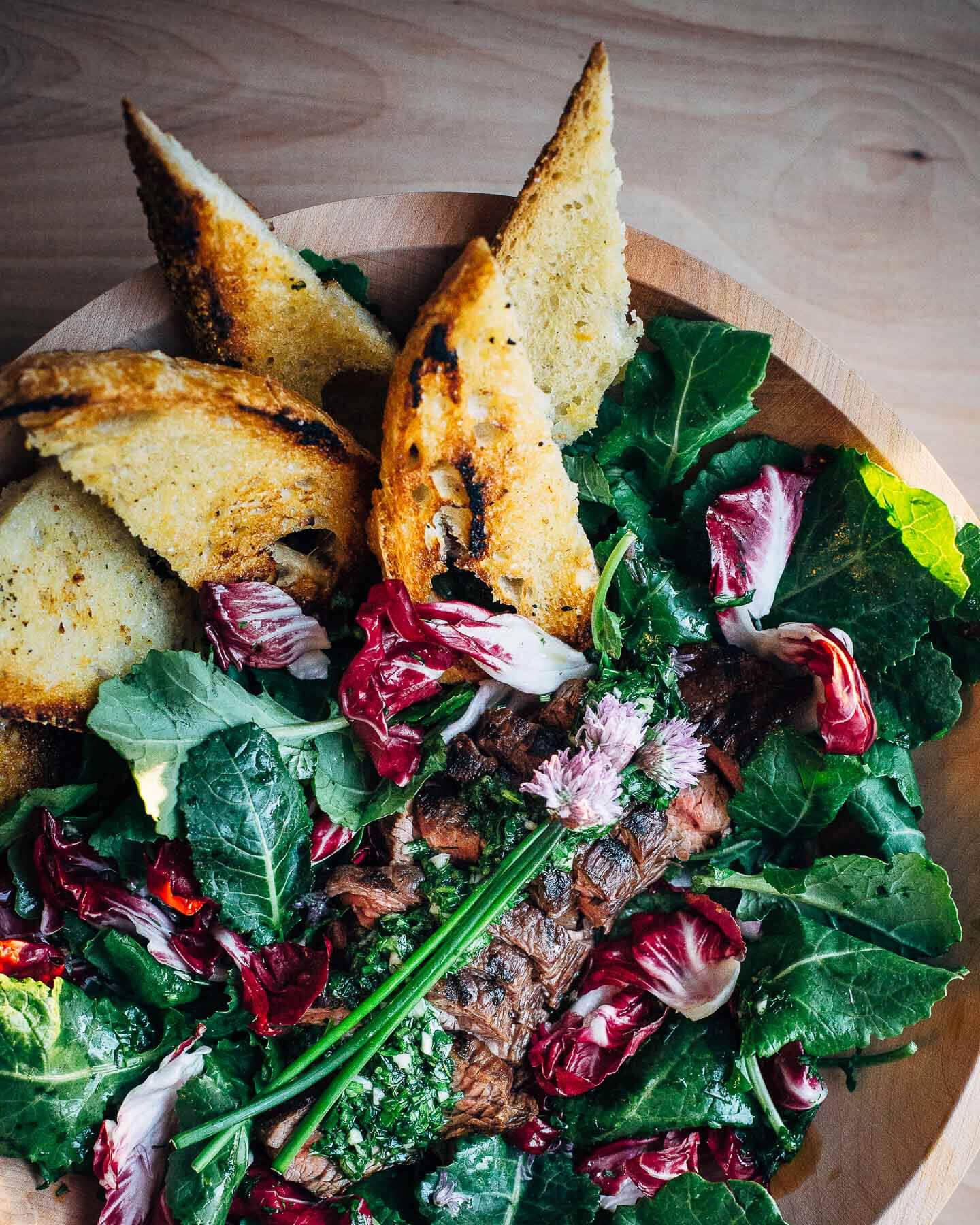 steak and kale salad with spring herb chimichurri // brooklyn supper