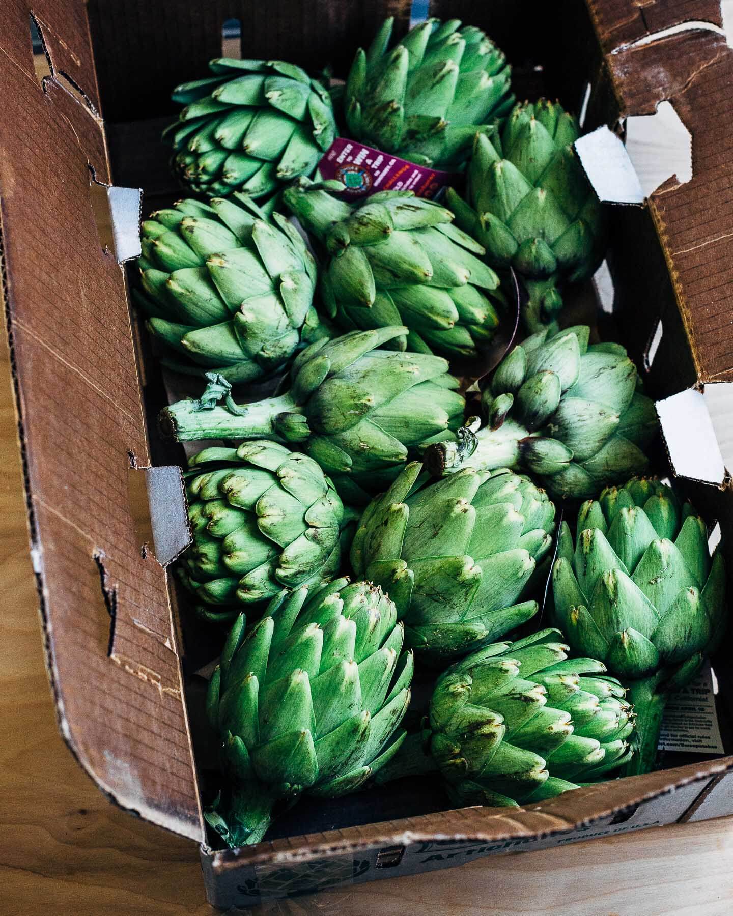 steamed artichokes with roasted garlic aioli // brooklyn supper