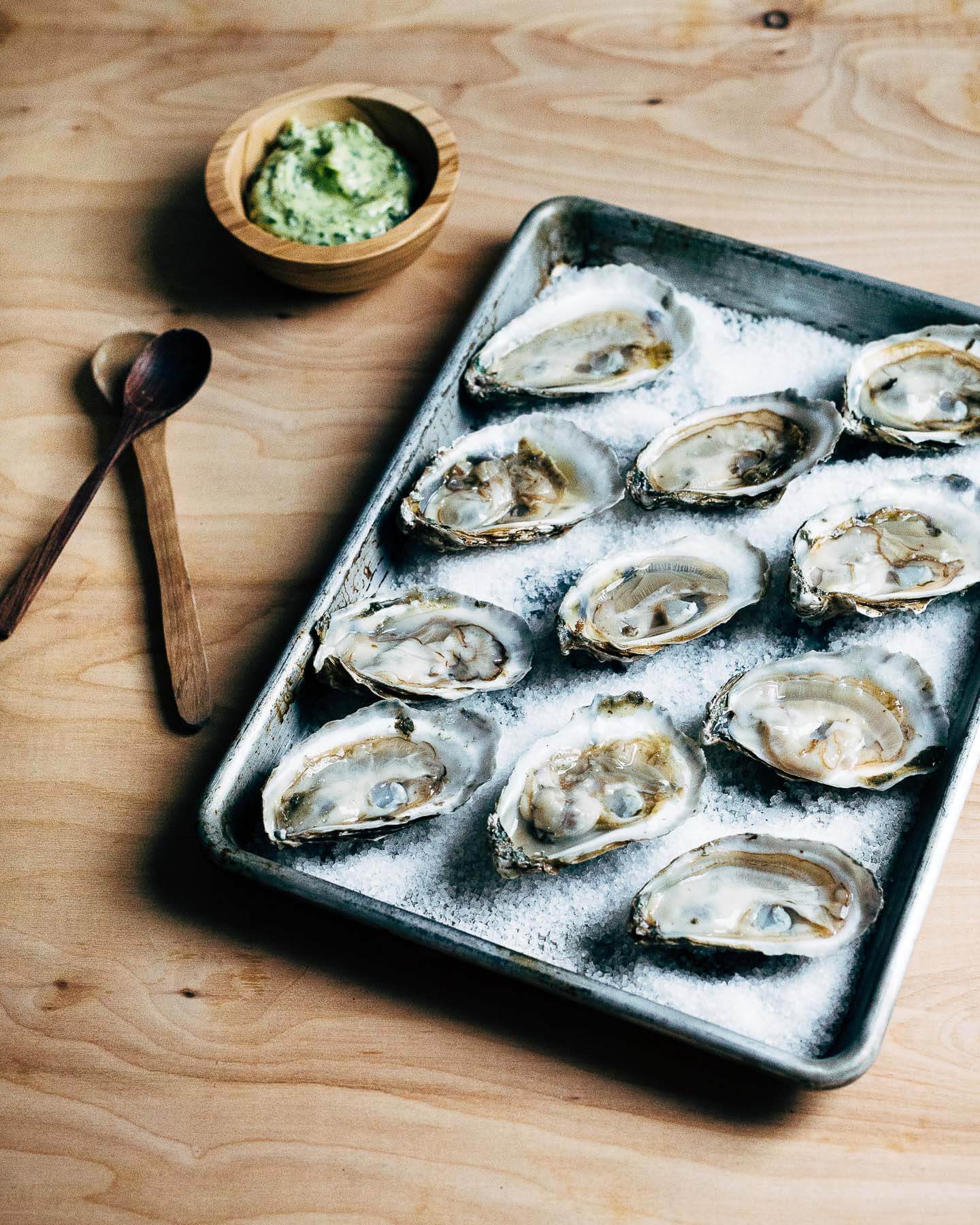 broiled oysters with ramp butter // brooklyn supper