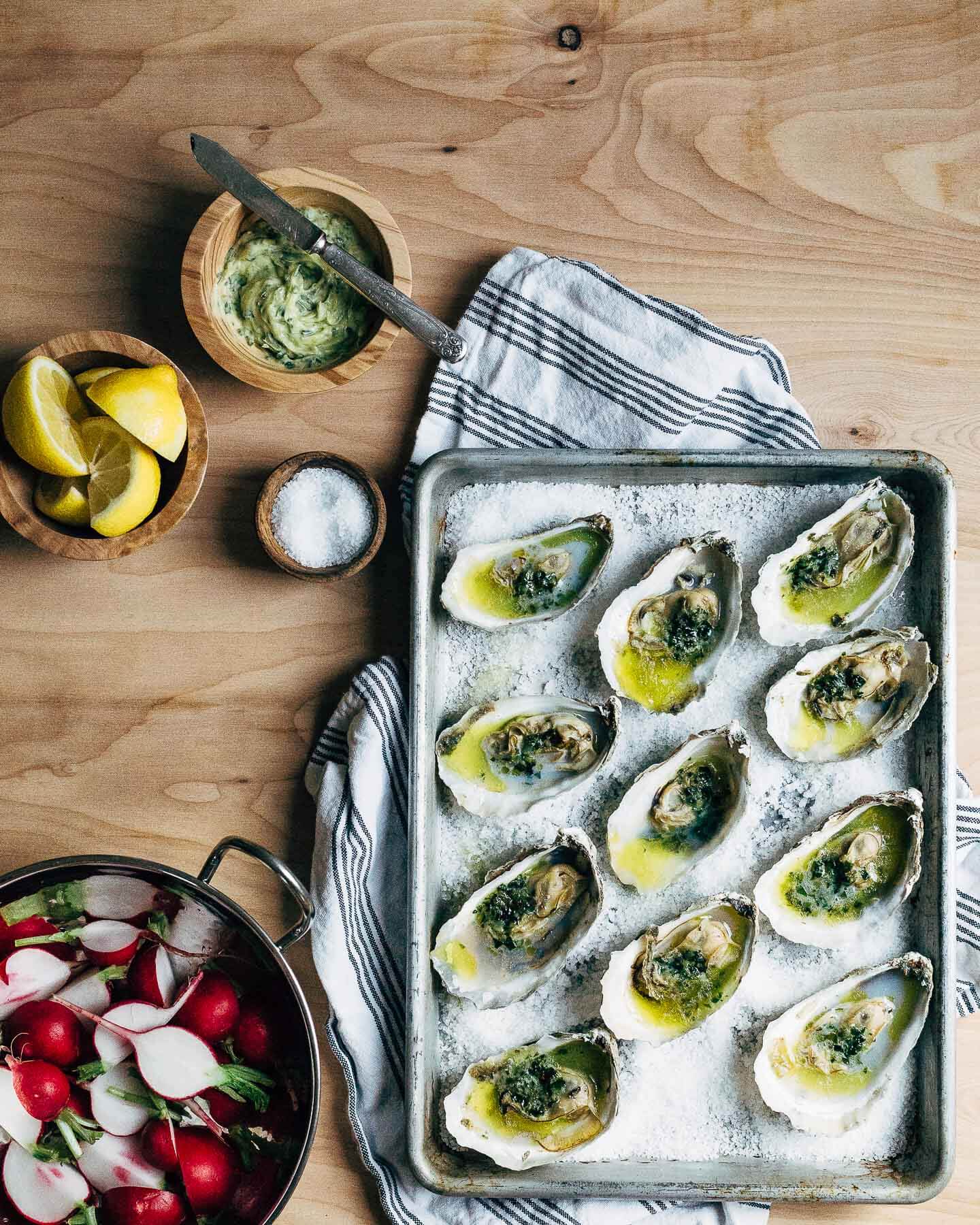 broiled oysters with ramp butter // brooklyn supper