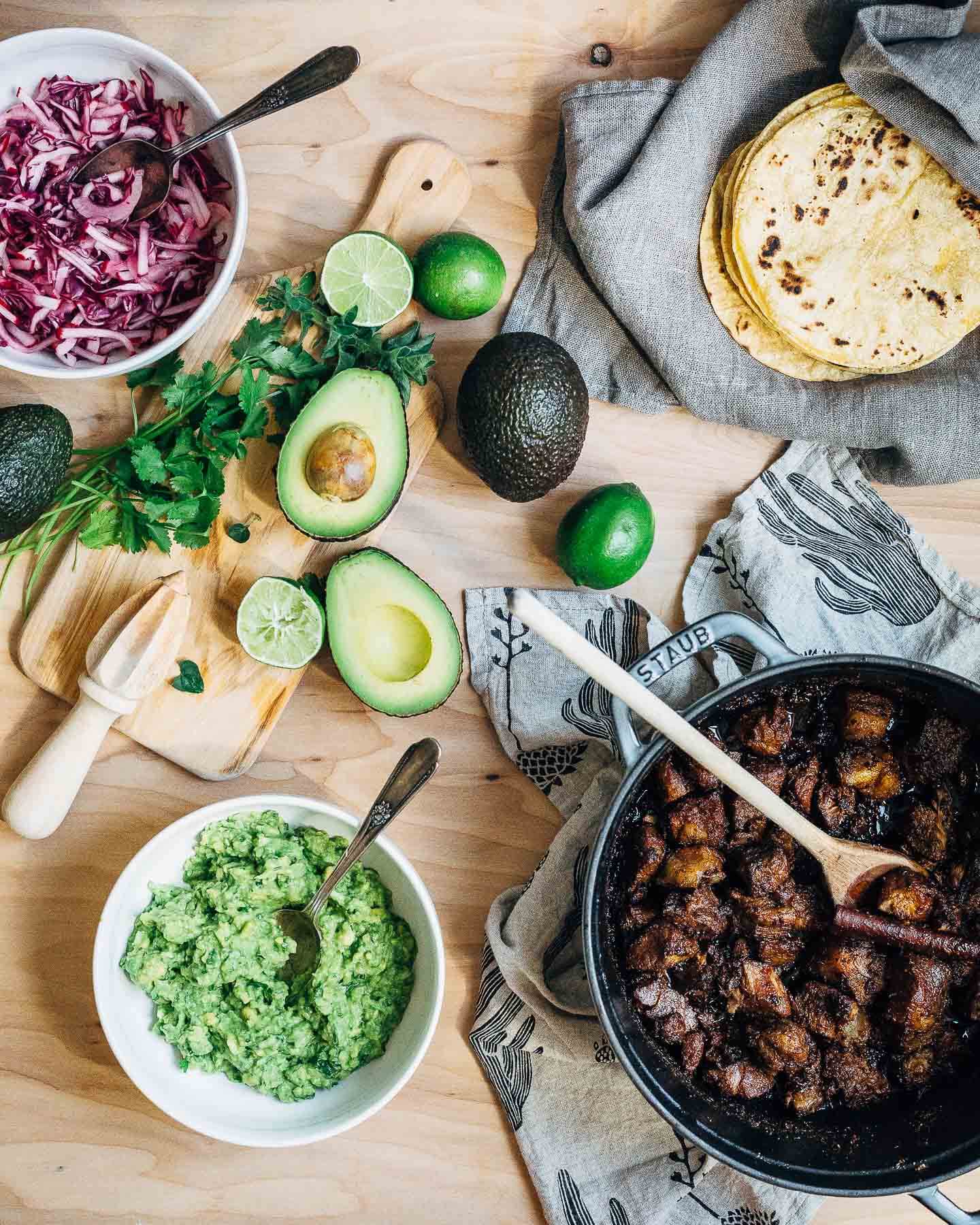 clementine-cinnamon carnitas and guacamole tacos // brooklyn supper