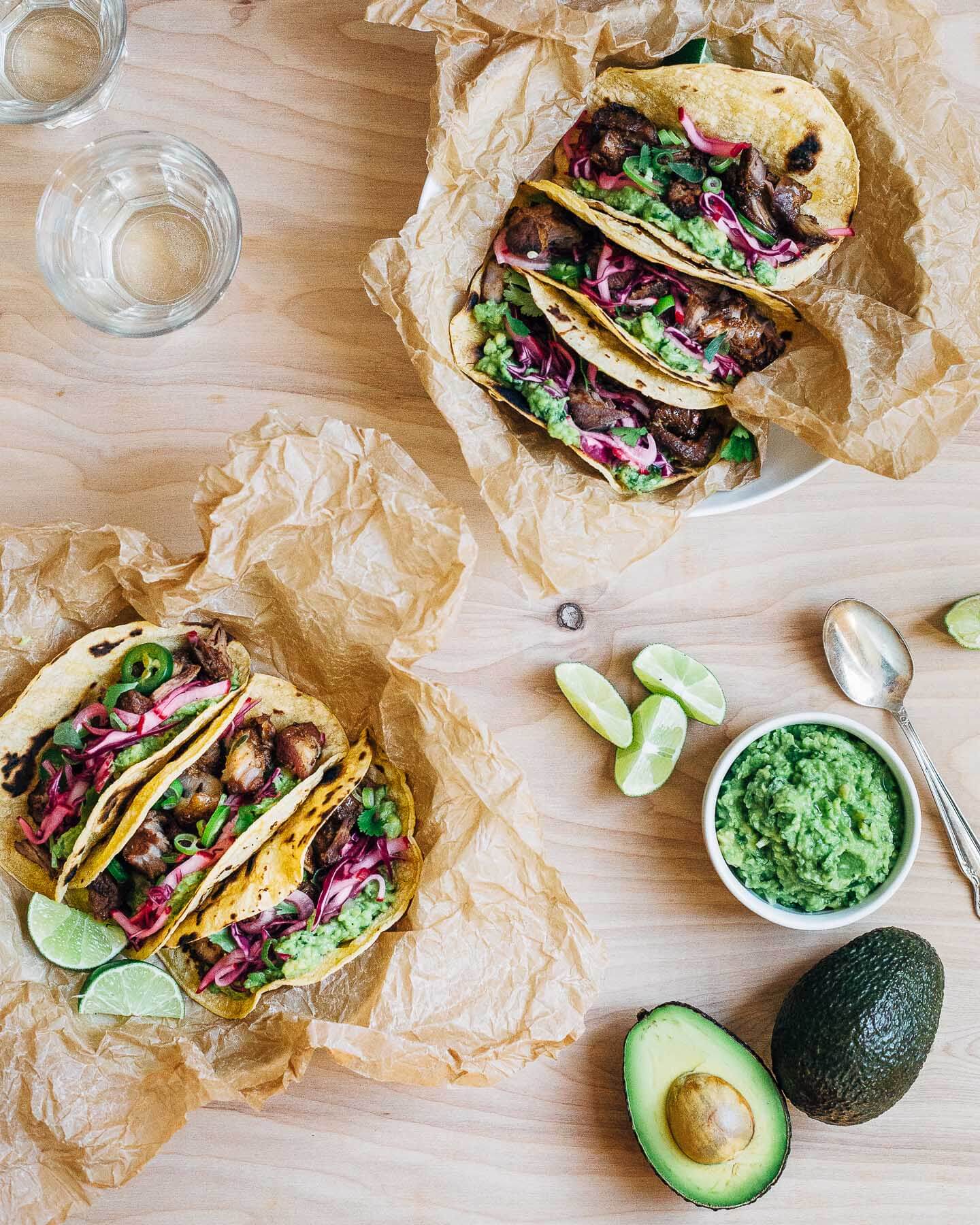 clementine-cinnamon carnitas and guacamole tacos // brooklyn supper