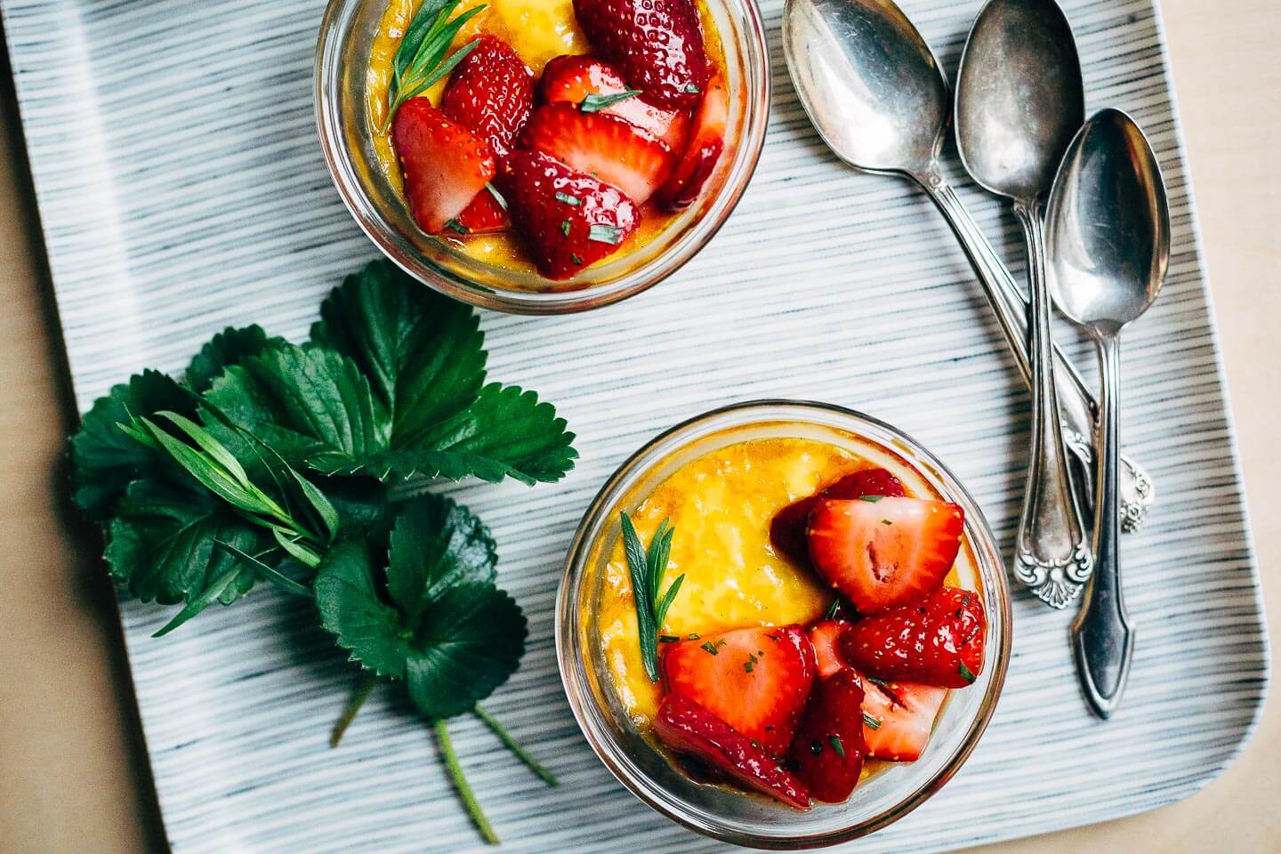honey vanilla pots de crème with strawberries // brooklyn supper