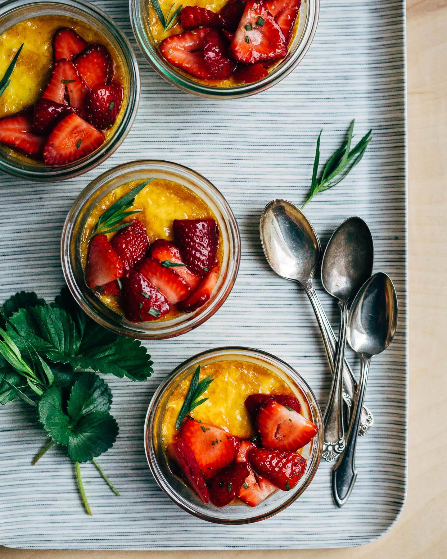 honey vanilla pots de crème with strawberries // brooklyn supper