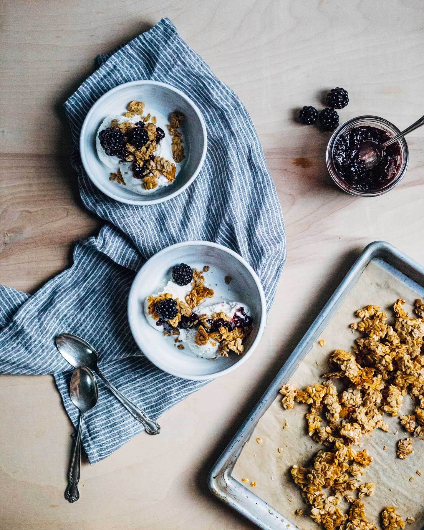 blackberry verbena jam + oat cluster sundaes // brooklyn supper