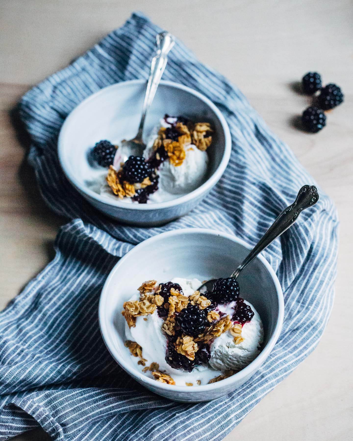 blackberry verbena jam + oat cluster sundaes // brooklyn supper