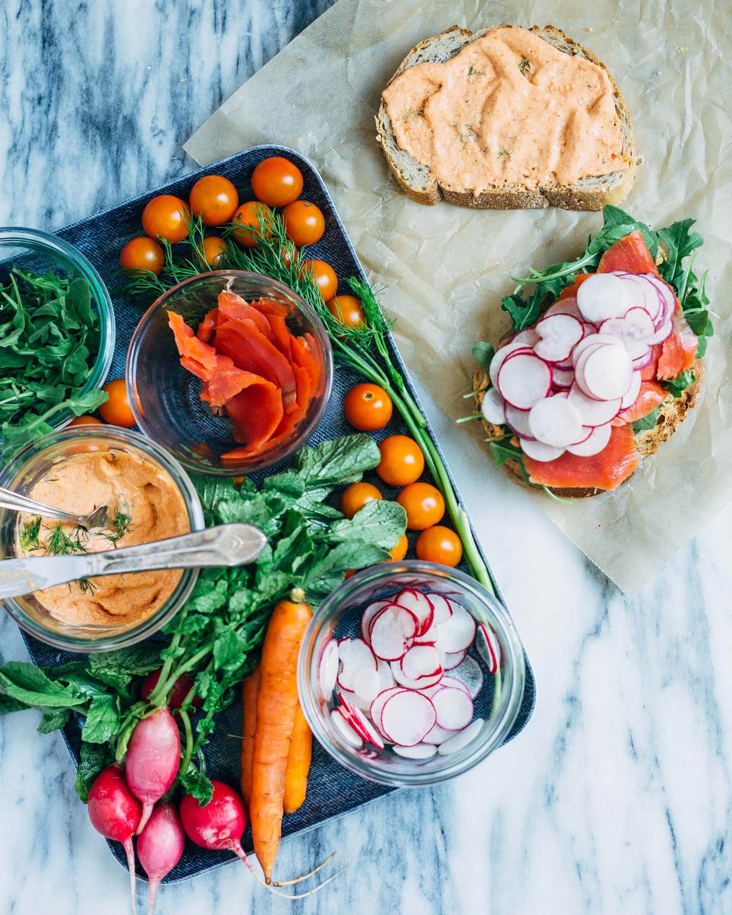 roasted red pepper and smoked salmon sandwiches // brooklyn supper