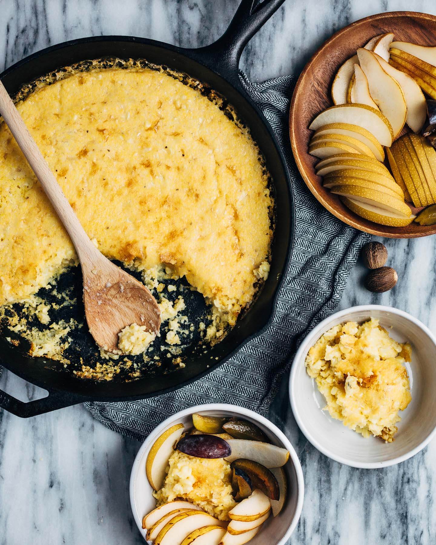 baked grits with sweet corn and fall fruit // brooklyn supper