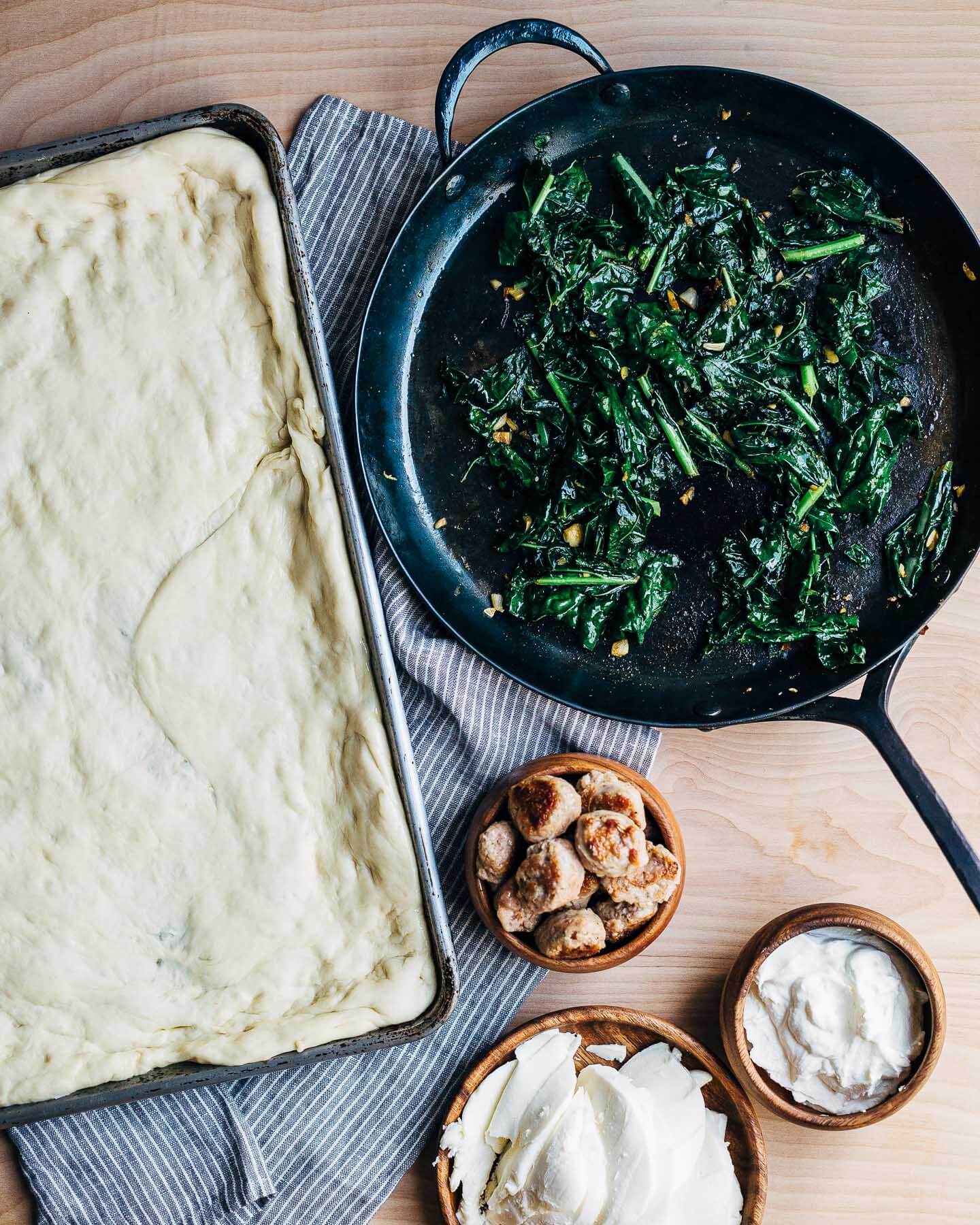 sausage and greens grandma-style pizza with toasted breadcrumbs // brooklyn supper