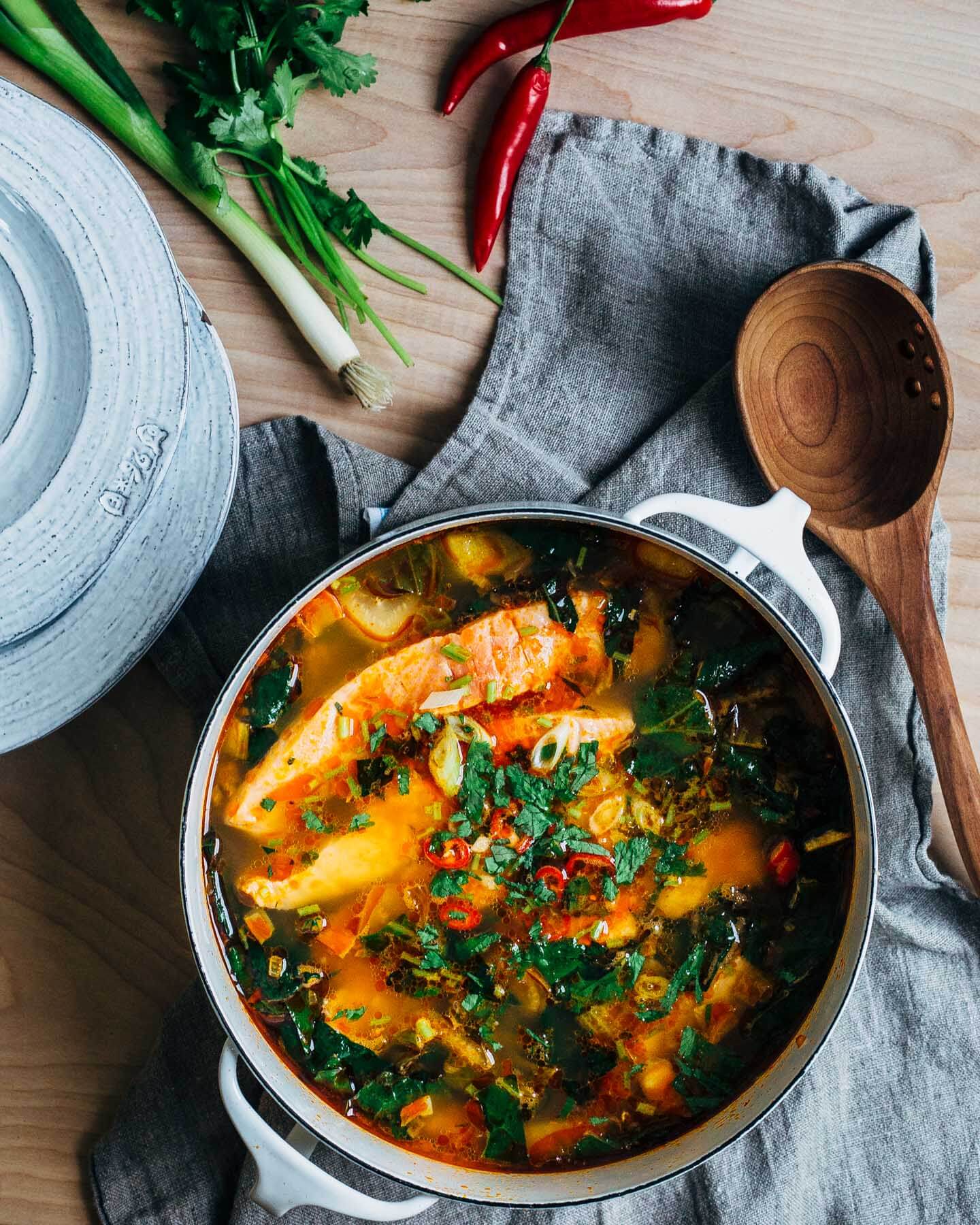 red curry soup with poached salmon // brooklyn supper